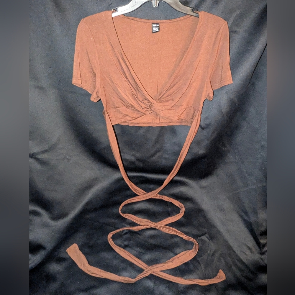 Dark Brown Wrap Around Crop Top